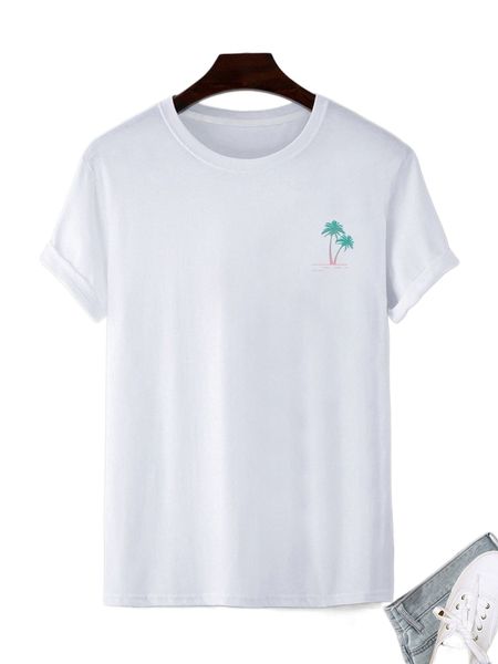 

men tropical print tee j867#, White;black