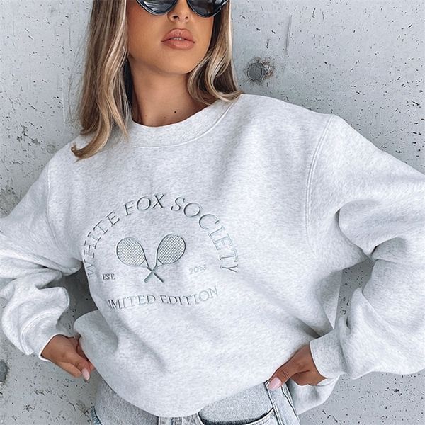 

chic retro letters embroidery sweatshirts vintage womens winter thick fleece casual streetwear oversized harajuku crewneck 220721, Black