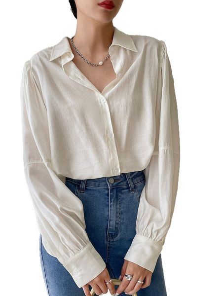 

dazy solid button front shirt l0x1#, White