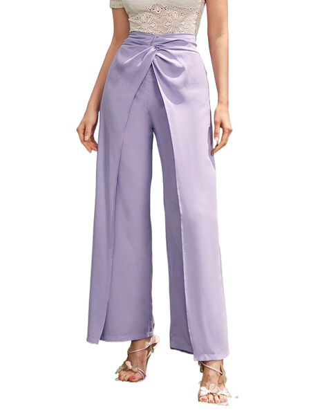 

twist front zipper back pants d8ne#, Black;white
