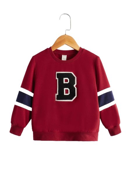 

toddler boys letter patched striped detail sweatshirt f6gv#, Black;white