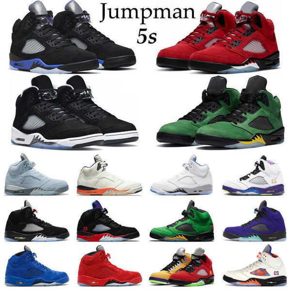 

ale jumpman 5 basketball shoes 5s racer blue raging red stealth 2.0 alternate grape oreo oregon ducks mens trainers sport sneakers, Black