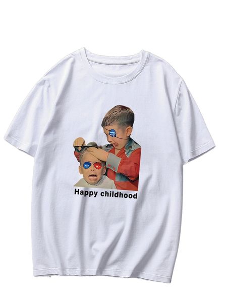 

men letter & figure graphic tee v04b#, White;black