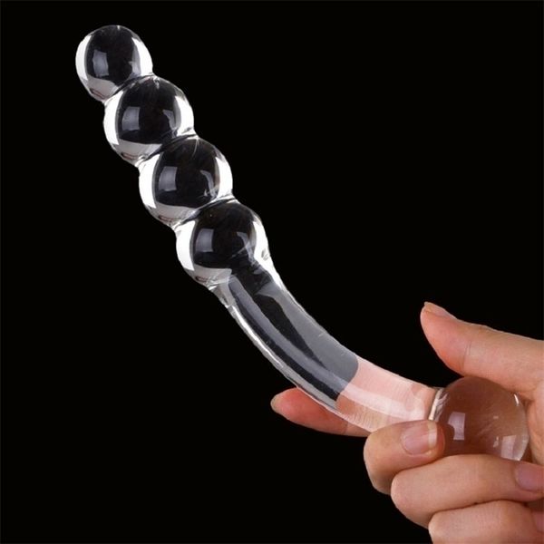 Vidro vibrador de pênis falso de pênis de pênis anal plug de bujão massageiro de próstata g spot feminino brinquedos 220712