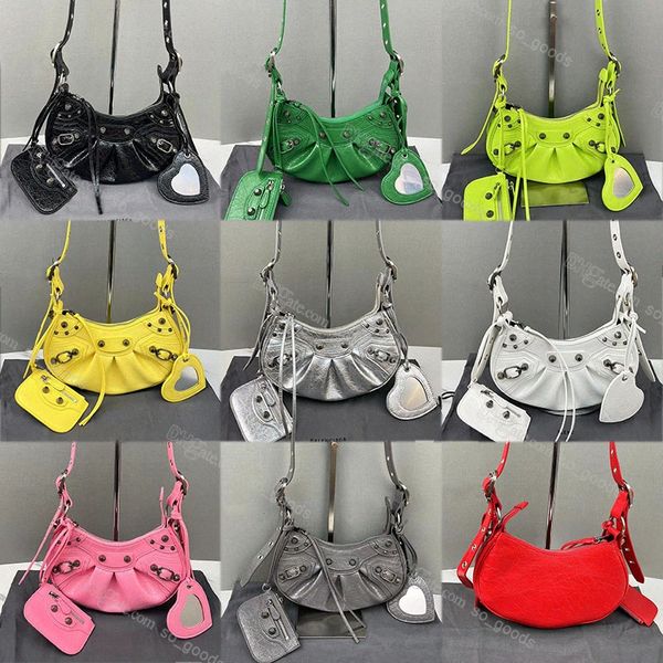 Desinger Couro Genuíno Le Cagole Bolsa De Motocicleta Mulheres Rosa Mini Pequeno Crocodilo Blencaigas Preto Prata Vermelho Branco Verde Bolsa Das Mulheres 230716