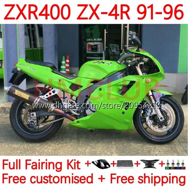Набор для тела для Kawasaki Ninja ZXR 400 CC ZX-4R ZXR400 91 92 93 94 95 96 Cowling 19NO.17 ZX4R 400CC ZX 4R ZXR-400 1991 1992 1993 1994 1995 1996 ABS Full Magnings Gloss Green Green