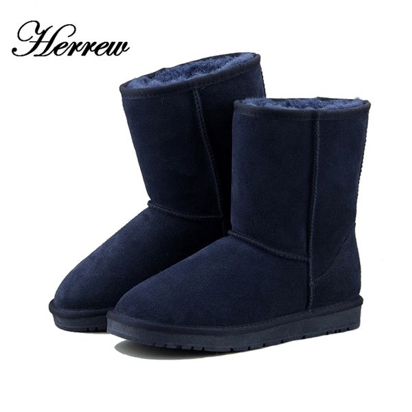 

herrew australia classic fashion warm plush winter shoes men waterproof genuine leather snow boots work boots men's casual shoes 220809, Black;brown