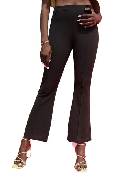 

x the lofty mom high waist seam detail flare leg pants s0vu#, Black;white