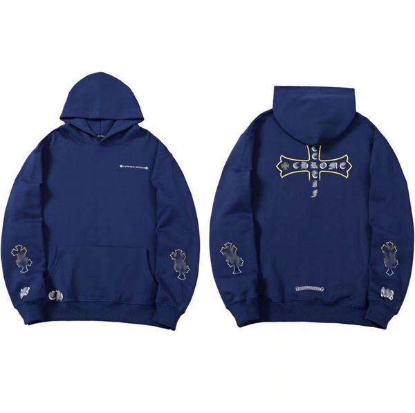 

brand classic mens fashion sweatshirts ch designer hoodies horseshoe cross print jacket women casual quality luxury pullover hooded loose h, Black