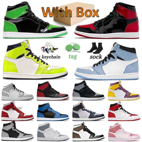 

mens trainers jumpman 1 basketball shoes bred patent green 1s sneakers chicago sports heritage womens dark marina blue vision jorda jordens, Black