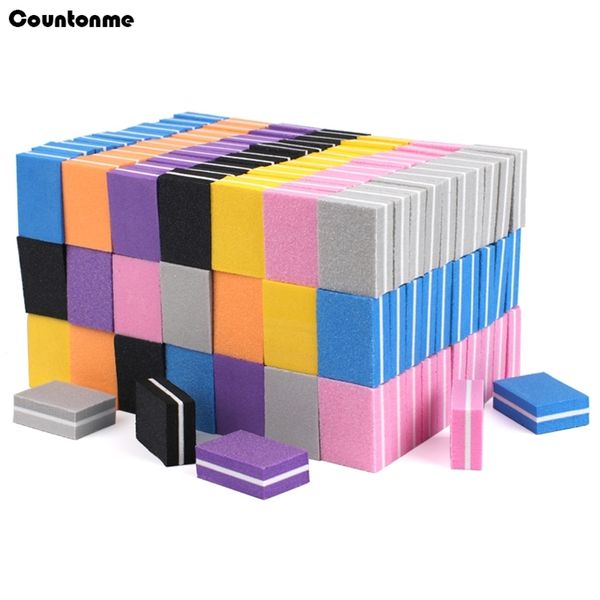 

2050pcs mini sponge nail file blocks 100180 colorful sandpaper polishing sanding er strips doublesided manicure tools set 220707