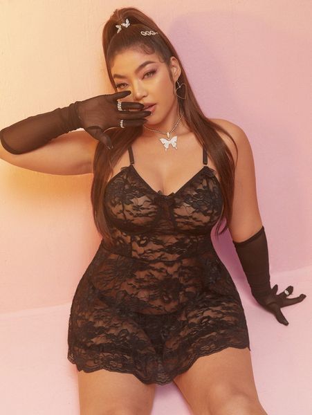 

plus floral lace slips h6un#, Black;white