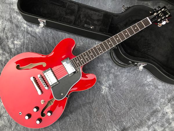 

335 double f air half hollow jazz guitar, shell inlay, metal fitting guitar