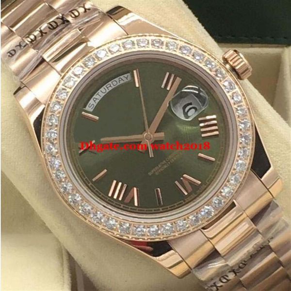 

luxury watch 5 style 18k rose gold diamond bezel 41mm roman dial automatic fashion men's watch wristwatch2696, Slivery;brown
