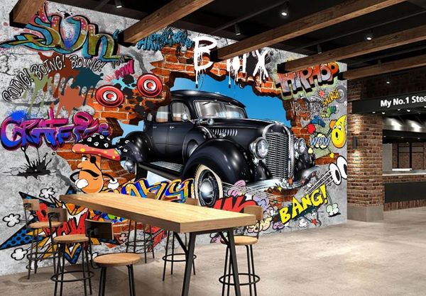 Высококачественные материалы 3D обои росписи автомобиль стереоскопическая для стен для стен кафе бар HD печать фото растение листьев росписи фона обои