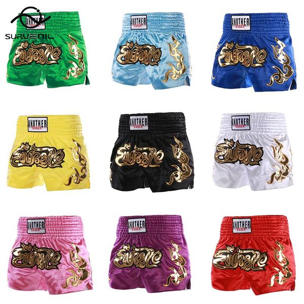 Shorts masculinos Muay thai lutam calças de boxe respiráveis ​​homens homens crianças, jogo de treinamento de mma jogo sanda lutando com roupas de roupas