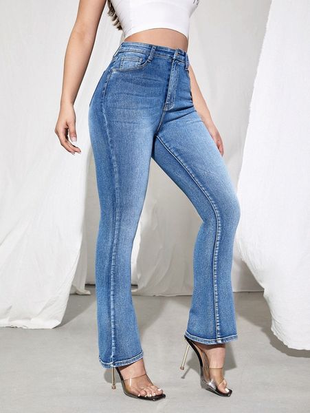 

washed boot cut jeans v7uk#, Blue