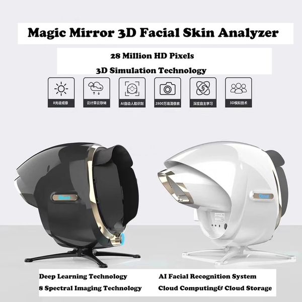 Câmera digital Máquina de análise de pele 3D experimentada equipamento de analisador de pele para pigmentação de acne e testador de rugas 8 tecnologia de imagem de espectro