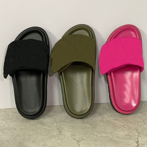 

women padded front strap slippers designers pool pillow flat mules men sunset flat comfort mules fashionable easy-to-wear style slides with, Black