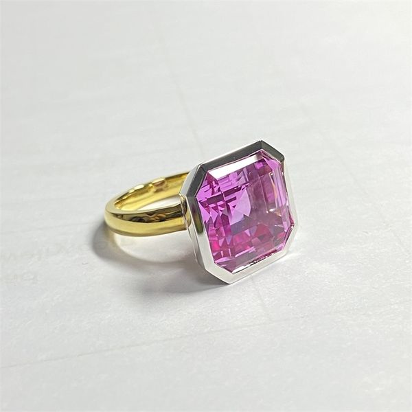 

meisidian design lab pink sapphire 20 carat gemston 925 sterling sliver two color plate white gold women ring 220816, Slivery;golden