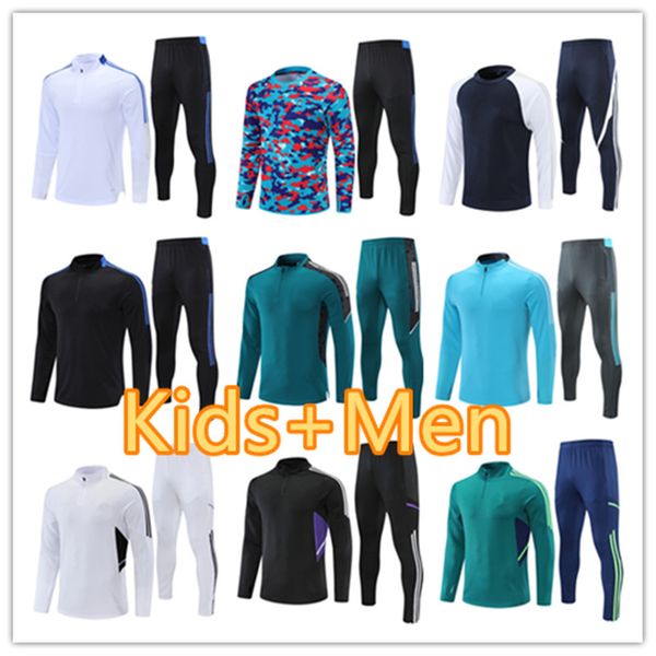 

men kids soccer tracksuit jacket futbol men long sleeves survetement sets hommes sportswear training suits football tracksuits, Black