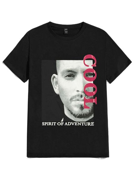 

men figure & slogan graphic tee s82c#, White;black