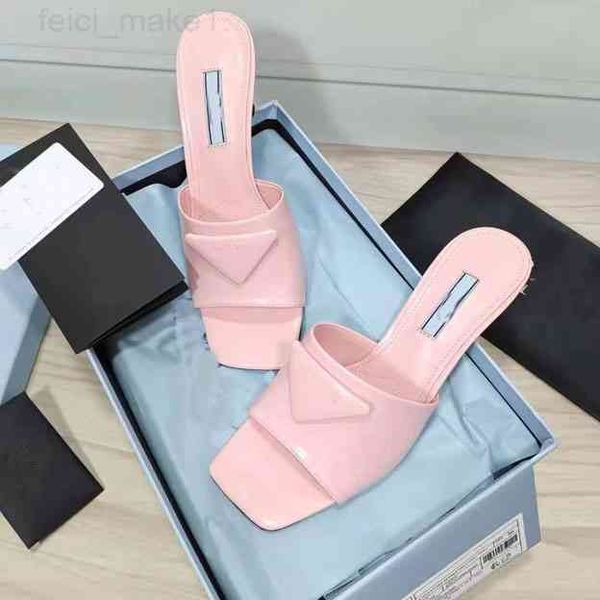 

spring early pop rubber heel slippers 6.5cm thick platform powder green black white outdoor square head cool mop box 35-41