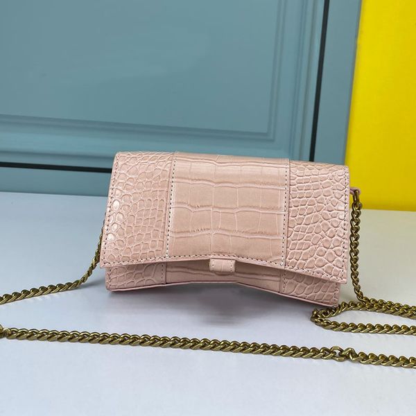 

pink alligator half moon bag crescent crossbody bags chain women flap handbag genuine leather multicolor purse classic letter buckle pouch 2