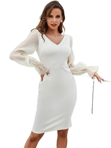 

flounce sleeve slit back bodycon dress f7ej#, Black;gray
