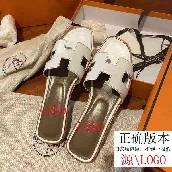 

designer slippers spring wanghong h home summer sandals women's leather outer wear super fire high-grade feeling word drag fashion, Black