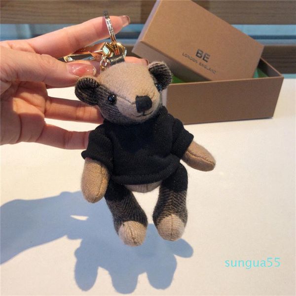 

whole-2021 women fashion lovely sweater teddy bear personality luxurys designer keychain electroplate key buckle 320g, Silver