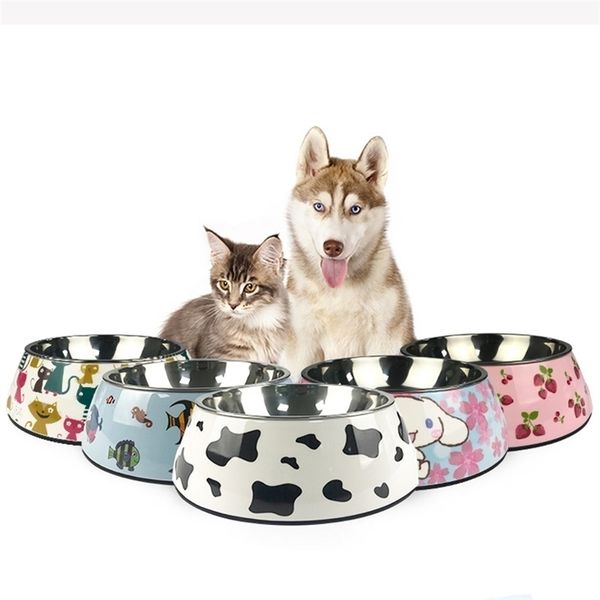 Продажа съемной меламин и нержавеющая сталь Pet Bowl Dogcat Bowls Y200917