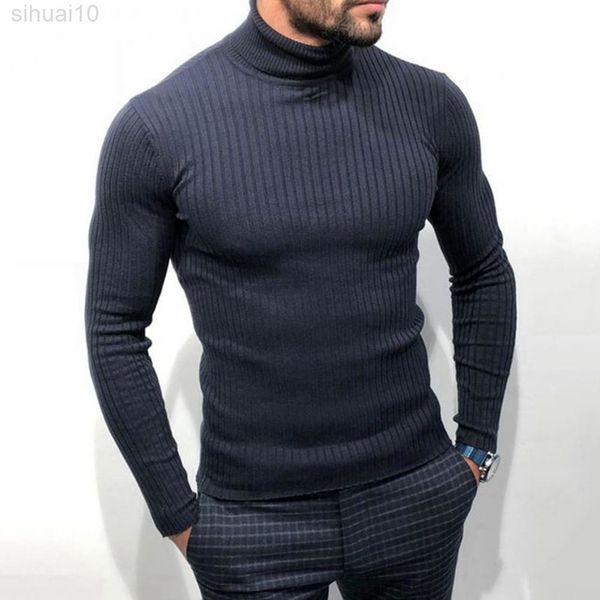 

men's sweater elastic basic high collar knitted long sleeve soft autumn winter men's sweater casual sweater l220801, White;black