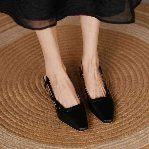 

sandals pumps french pointed high heels women s shoes hallow out back empty sandals 220704, Black