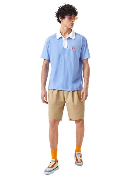 

1pc letter graphic contrast collar polo shirt y7rt#, White;black