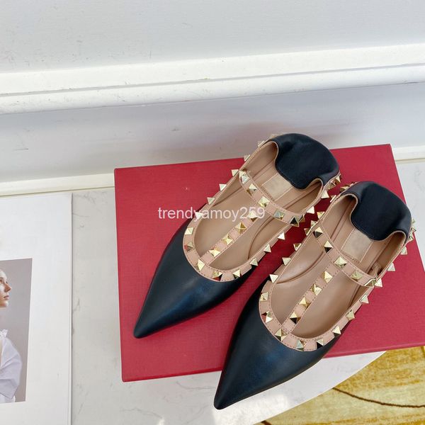 

sandals rivet flat shoes women's summer single one foot wind pointed heel shallow mouth f1i4, Black