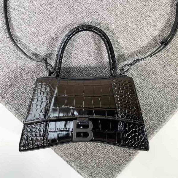 

bags fashion balencigas hourglass bag high version b home 2022 female crocodile leather mini small square diagonal handbag wpbg