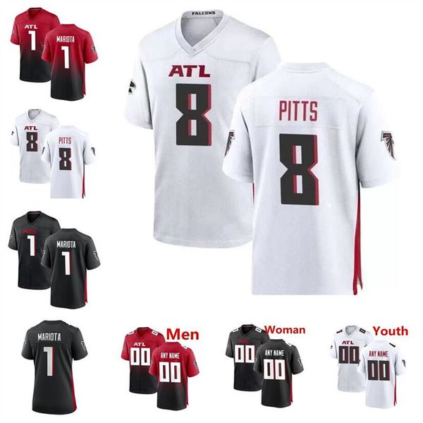 

fans custom atlanta''falcons''mens women kids 1 marcus mariota 8 kyle pitts jersey julio jones grady jarrett calvin&#039, Black