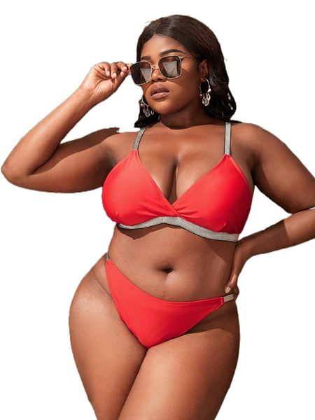 

plus sparkly glitter tape bikini swimsuit 59lc#, White;black