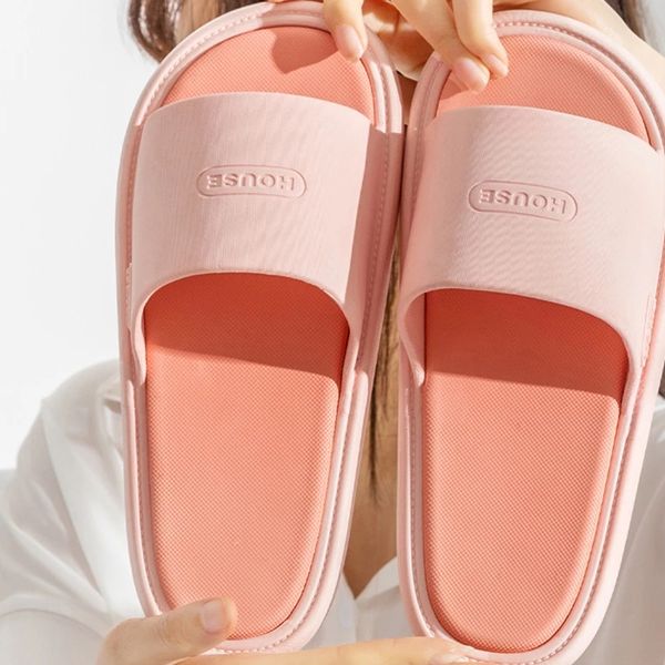 

simple home slippers women's summer 2022 indoor household non-slip couple bathroom sandals and slippers men, Black