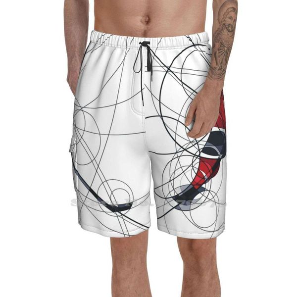 Herren Shorts Eishockeyspieler im roten Kleid Sommerhose Casual Male Streetwear Stick Forward Skating Vector Circle Dynamicmen's