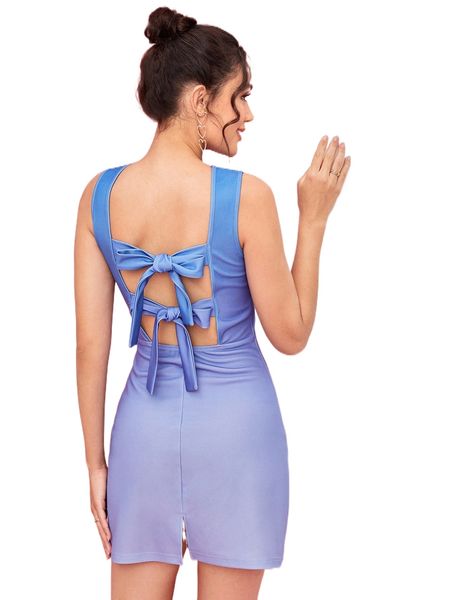 

x shelby ombre cut out knot back tank dress f023#, Black;gray