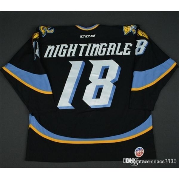 THR THR TAGE homens Jared Nightingale- Toledo Walleye Echl Capitães Capitães Game-Worn Jersey Hockey Jersey ou Personalizado Qualquer nome ou Número Retro Jer