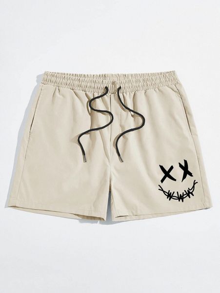 

romwe guys cartoon graphic drawstring shorts x6da#, White;black