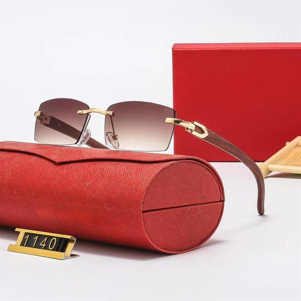 

luxury sunglasses polaroid glasses fashion men sport eyeglasses decor rimless alloy frame wood legs womens sunglass with box 1211y, White;black