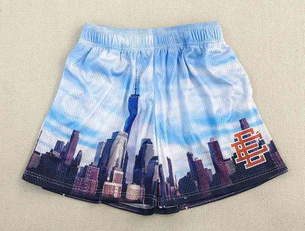 

men's shorts 2022ee new york skyline casual fitness basketball, White;black