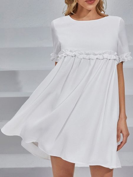 

keyhole back ruffle detail tent dress e6ik#, Black;gray