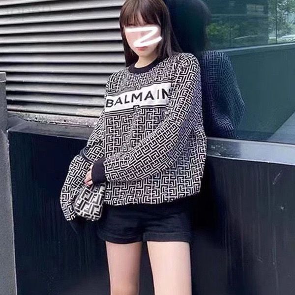 

women's t-shirt designer high version men's and women's same fashion letter jacquard sweater, loose, lazy knit 8tx 2002 luxur, White