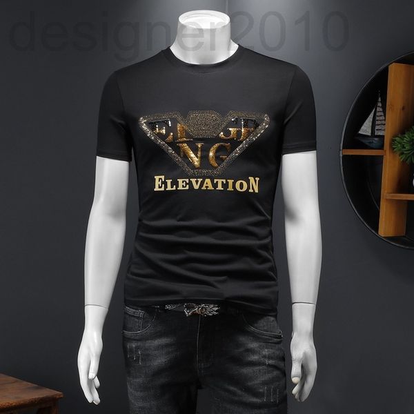 

men's t-shirts designer 2022 summer new men's short sleeve round neck embroidered mercerized cotton half youth t-shirt, White;black