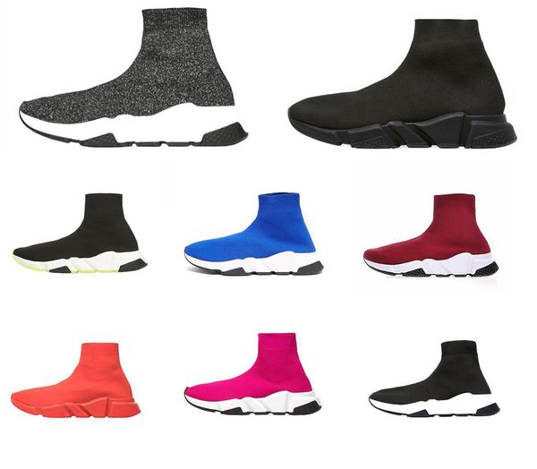 

designer sneakers mens womens sock casual shoes highknitted boots air cushion large size platform trainers speed trainer sp, Black